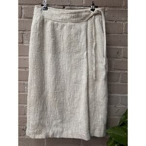 Vintage 70s Liz Claiborne Academia Cream Blend Wrap Skirt Size 28”waist